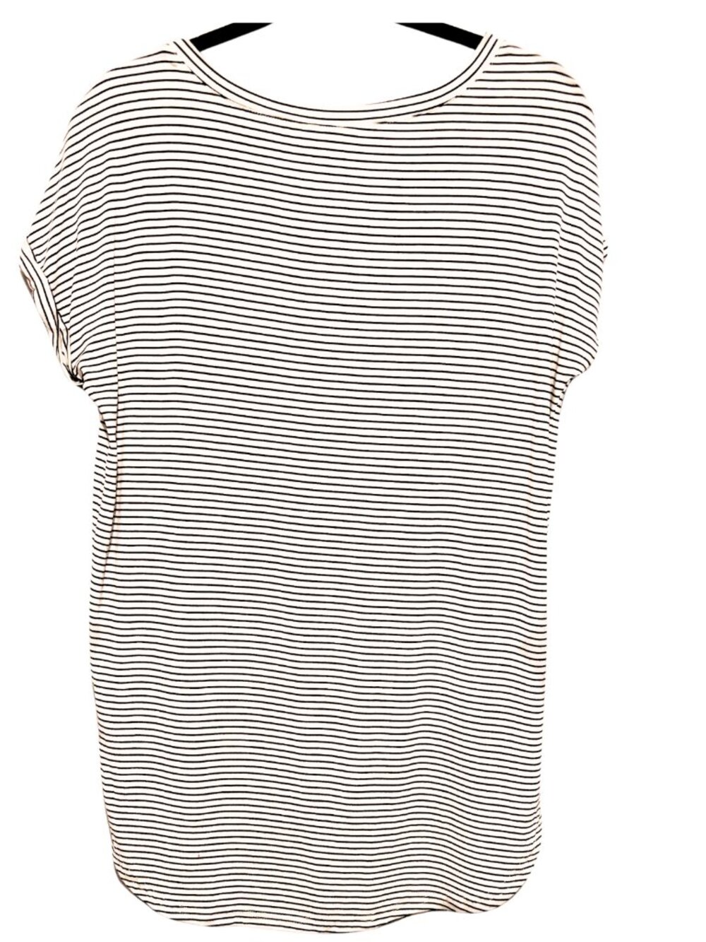 Black White Stripe High-Low Curved Hem Tunic S-M - Picture 4 of 9